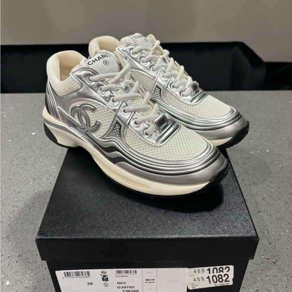 CHANEL Shoes - CHANEL Silver Mesh Sneakers
